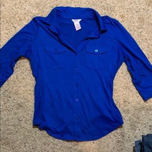 button up 3/4 blouse